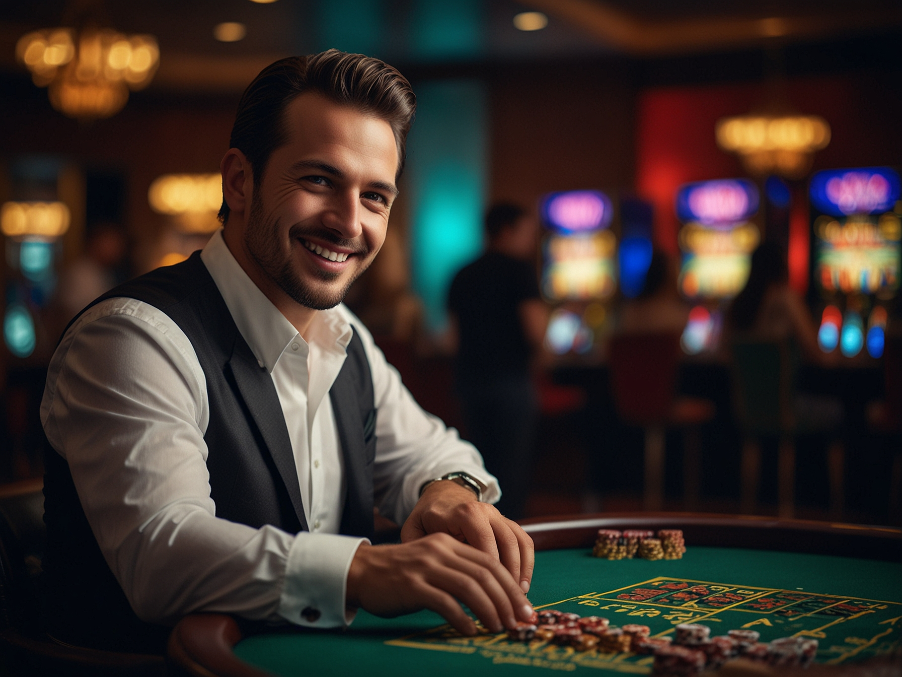 Confident player at SkyVegas table